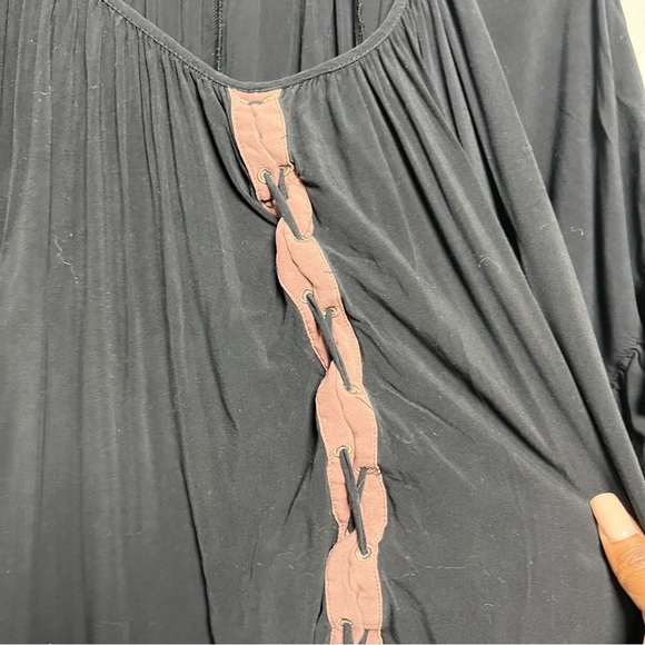 Idyllwind Women Plus Size Top 2X Black‎ Western Boho Lace Up Ruffle Cowgirl - Picture 2 of 7